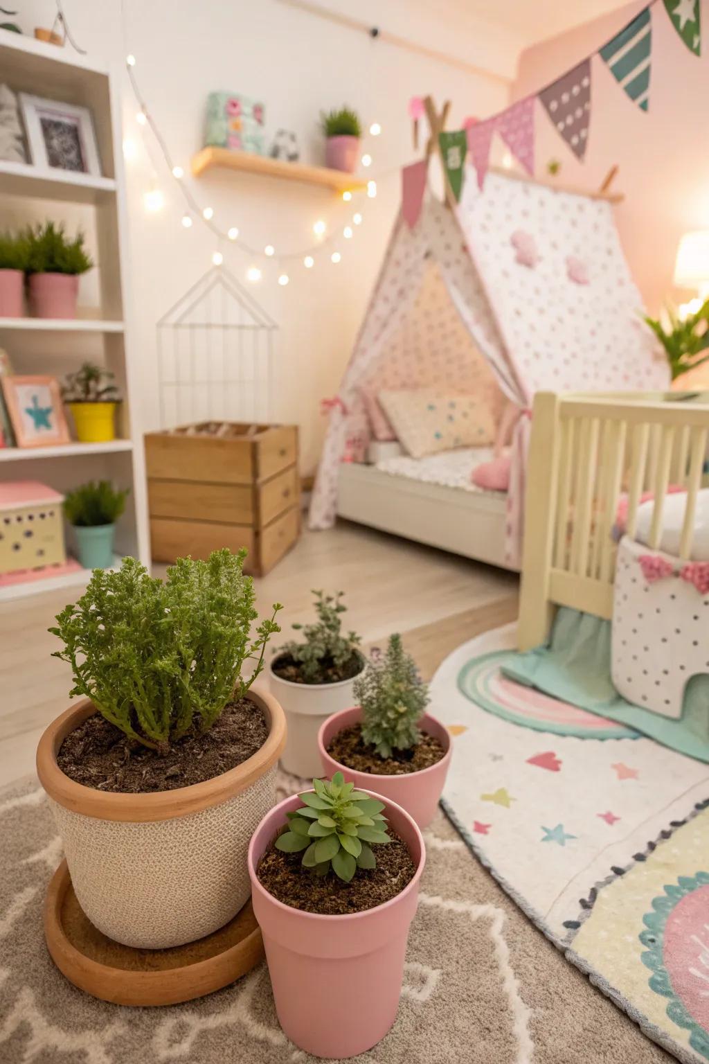 A diminutive garden brings a touch of nature indoors.