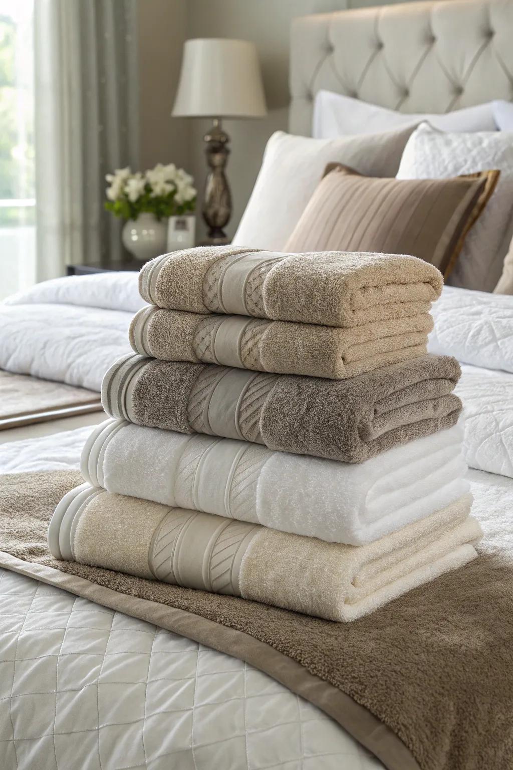Introduce depth with layered luxurious fabric displays.