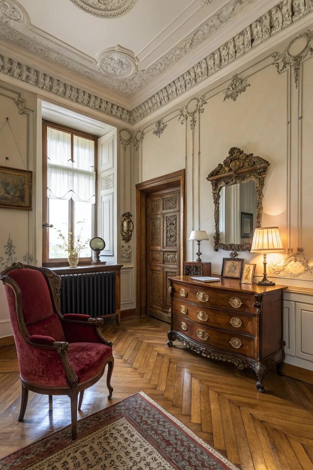 Classic trim designs adding historical charm.