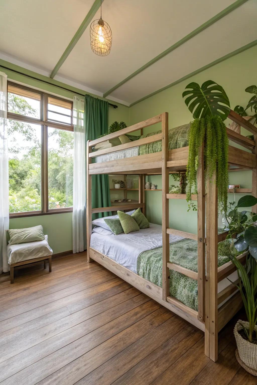 Eco-friendly and stylish triple bunk beds for sustainable living.