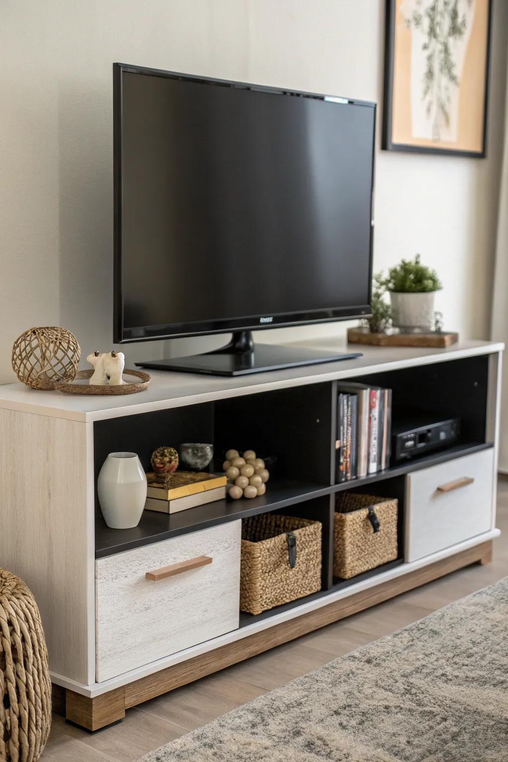 Wall-mounted stands create the idea of more space and modern class.