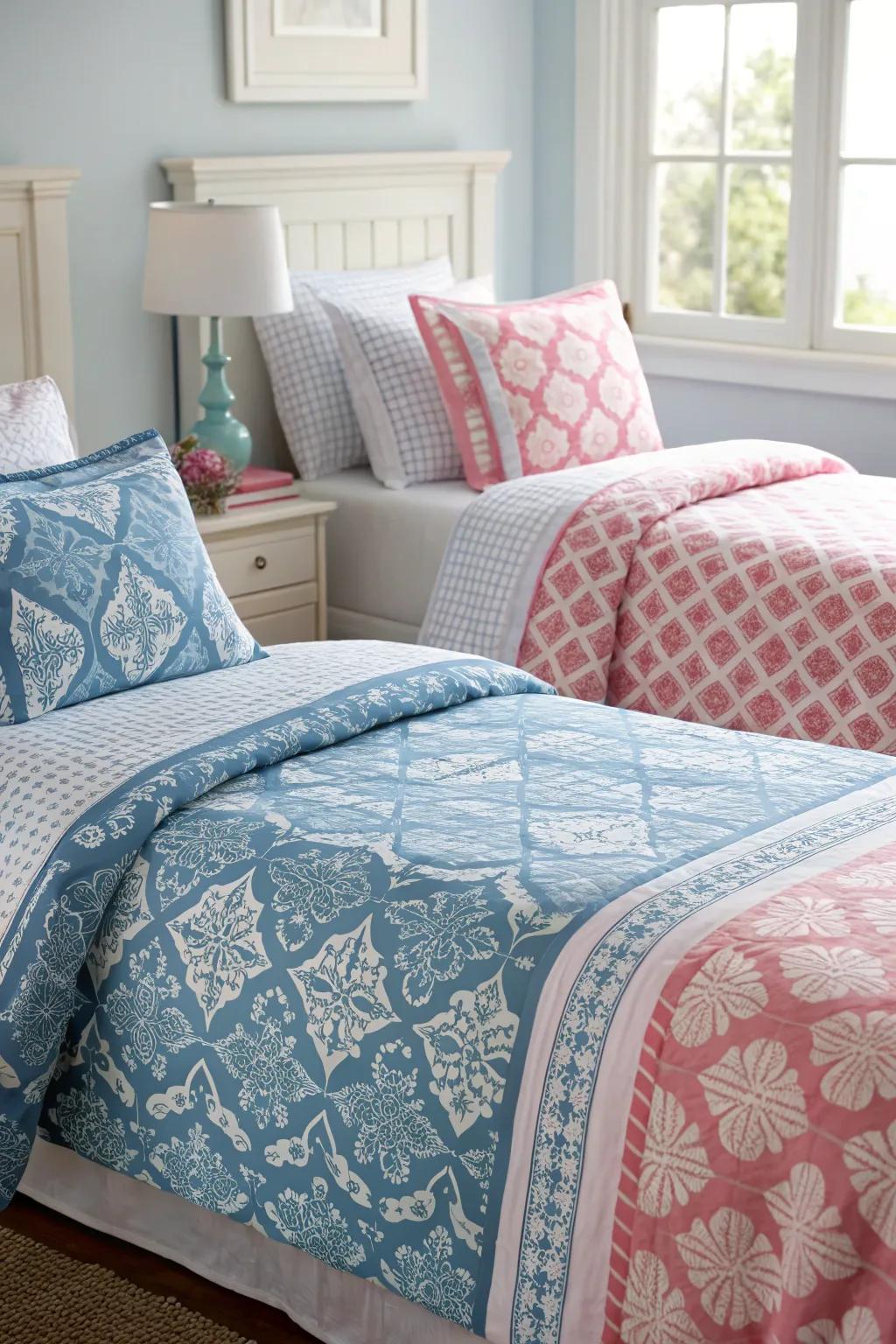 Blend sleeping coverings add unique flair to each bed.