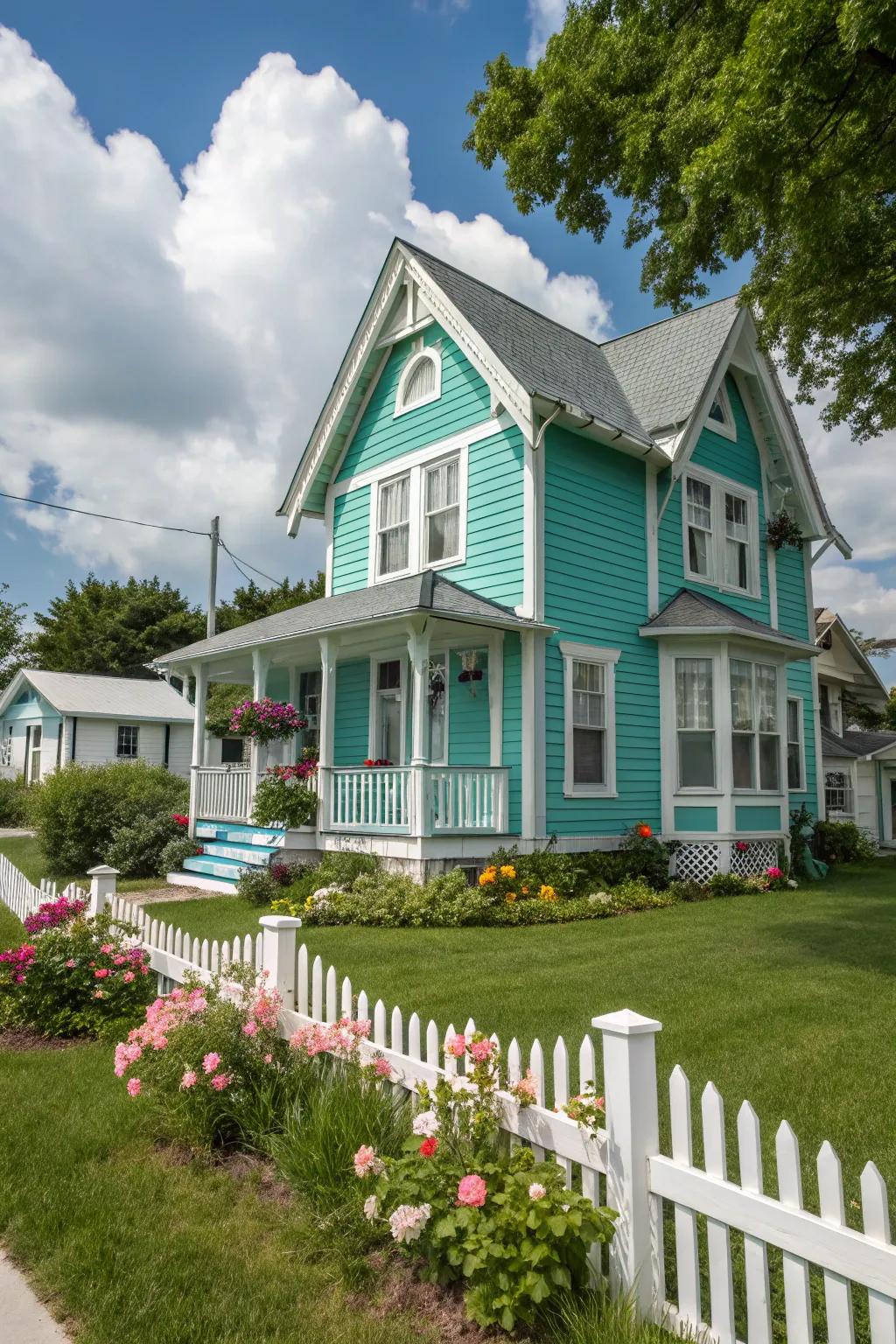 Teal and frost add a playful, whimsical touch.