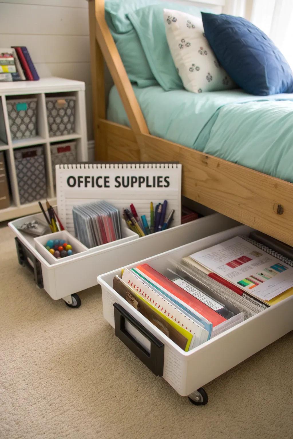 Maintain a streamlined workspace with a mobile supply station.