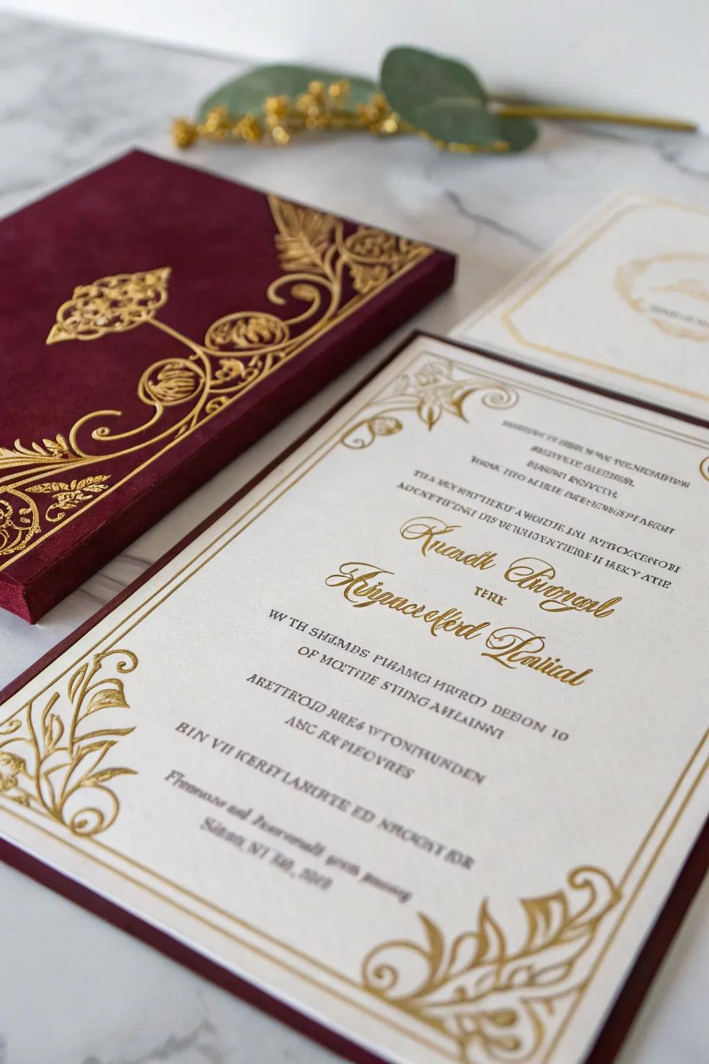 Luxury features impart a touch of grandeur to invitations.