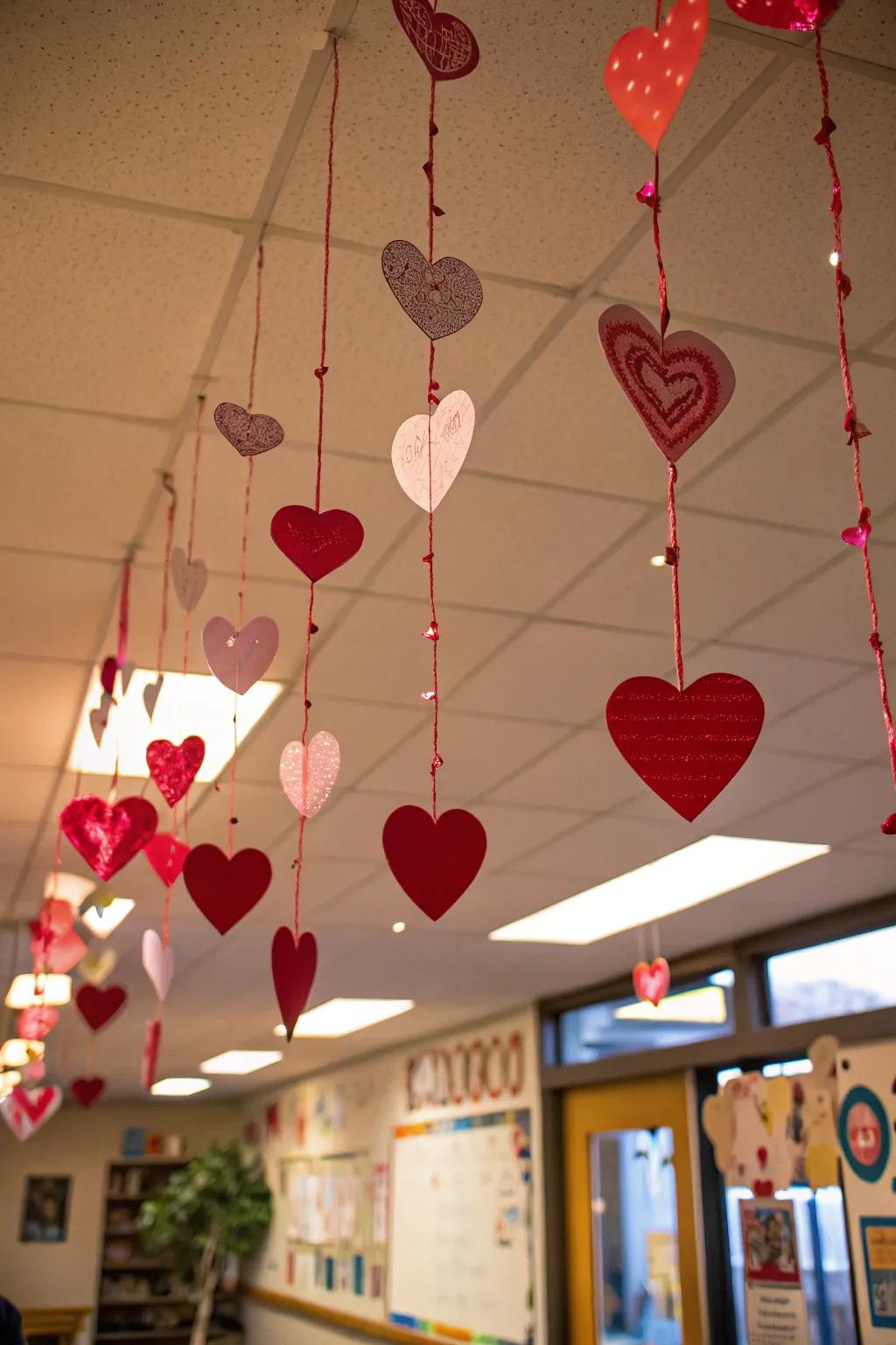 Floating hearts that inspire enchantment.