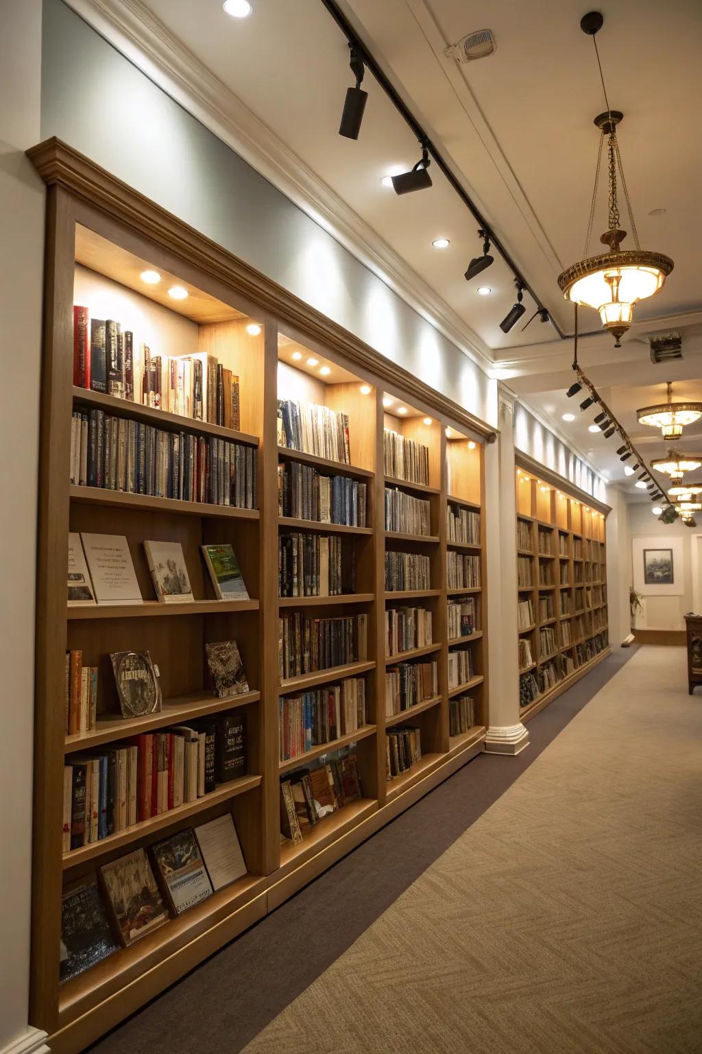 Illuminate your book collection with sophisticated gallery-style lighting.