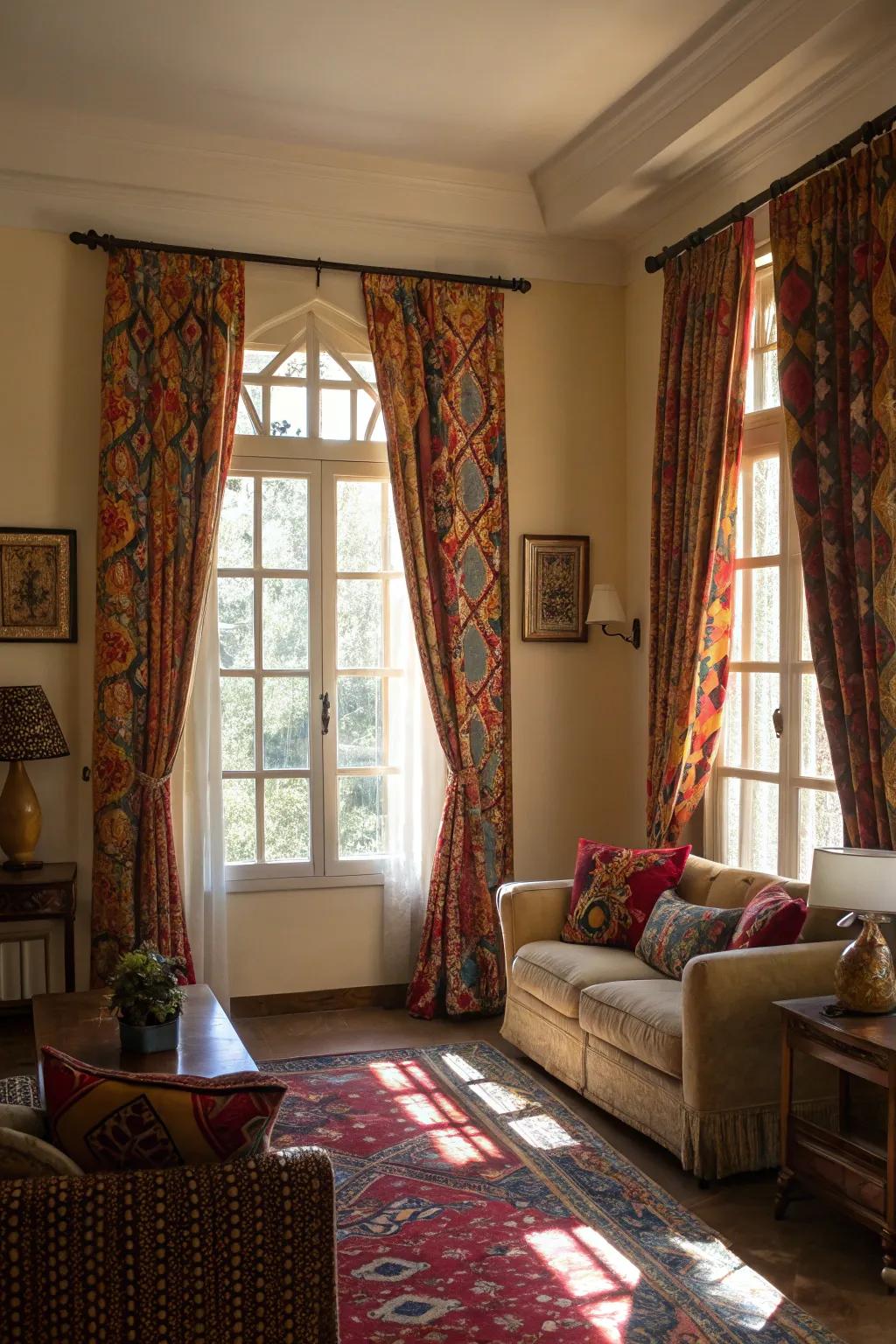 Fabric is an easy way to add drama and color.