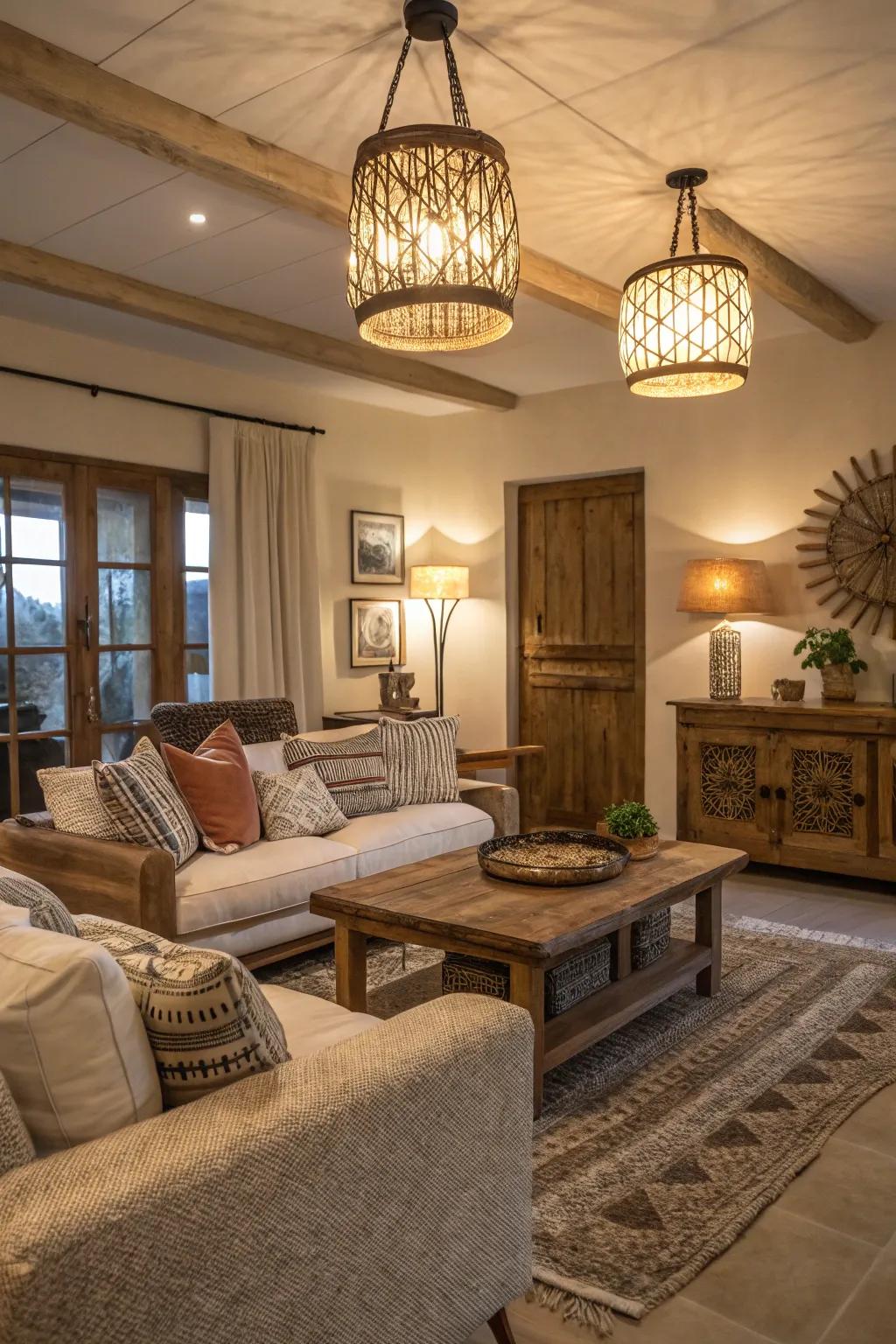 Feature lighting improves the room’s visual attraction.