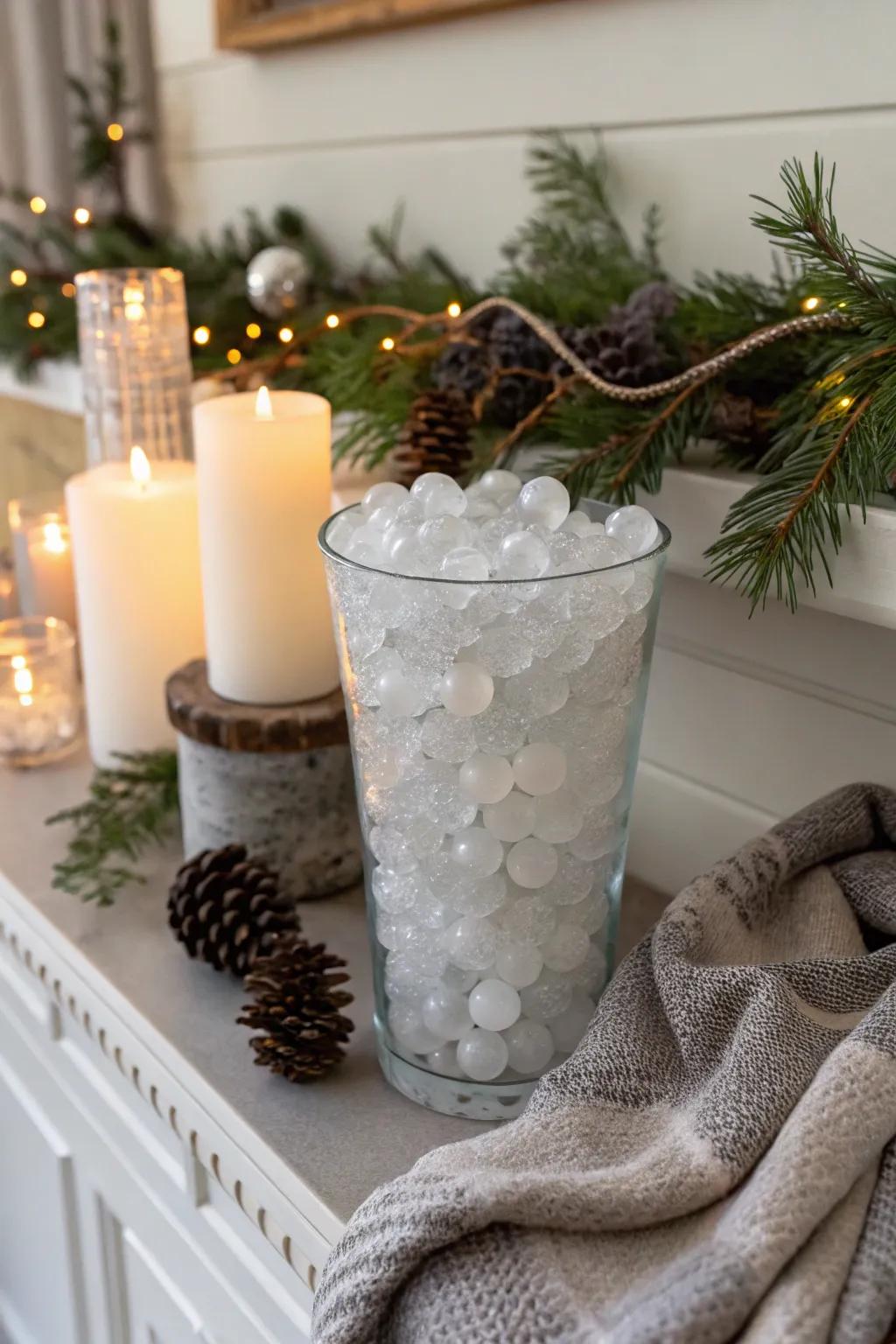 Frosted aqua gems for a winter wonderland impression.