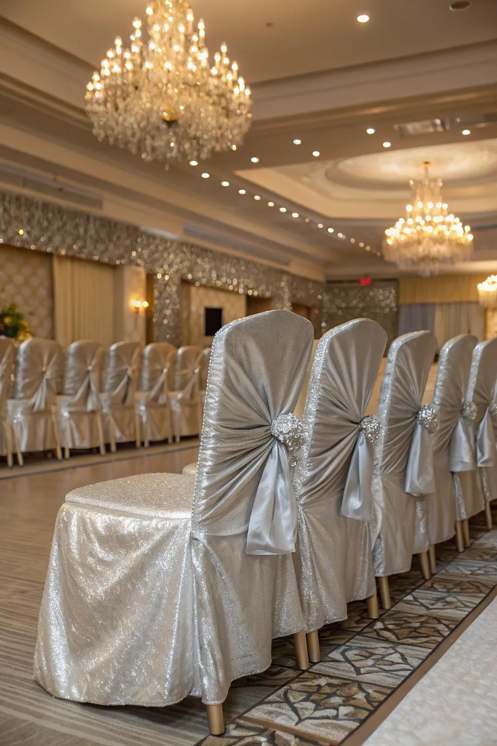 Metallic covers contribute a hint of gleam and sparkle.