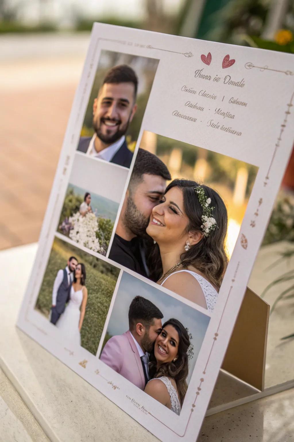 Announcement featuring a collection of couple's visuals.