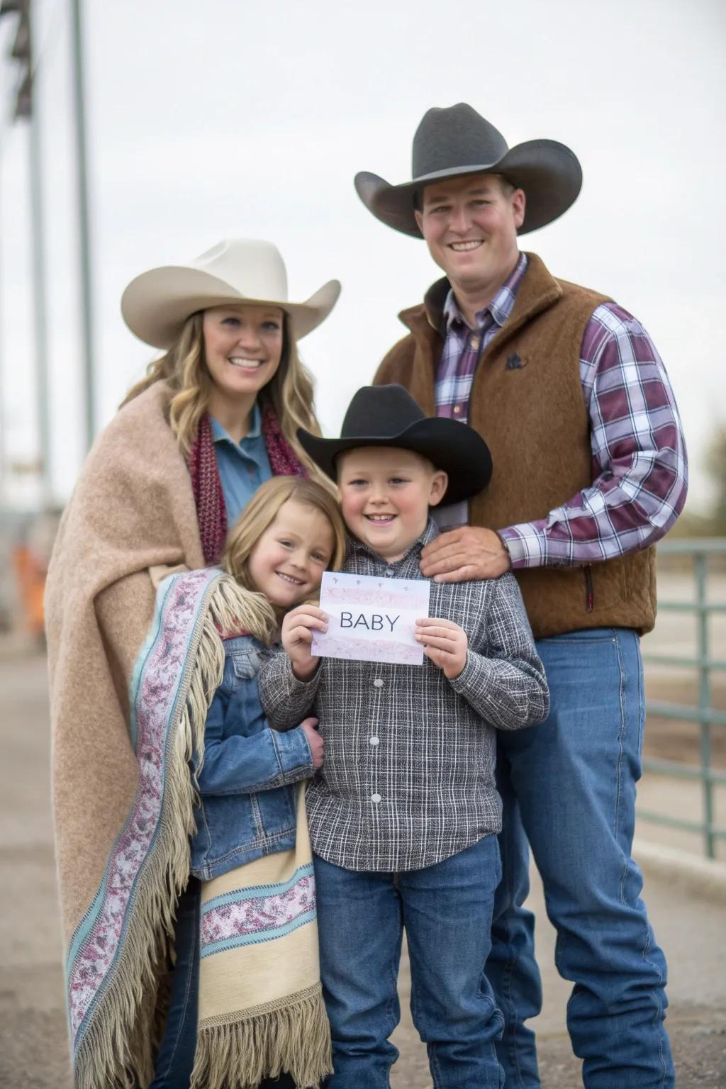 Western attire: where charm and family portraits waltz together.