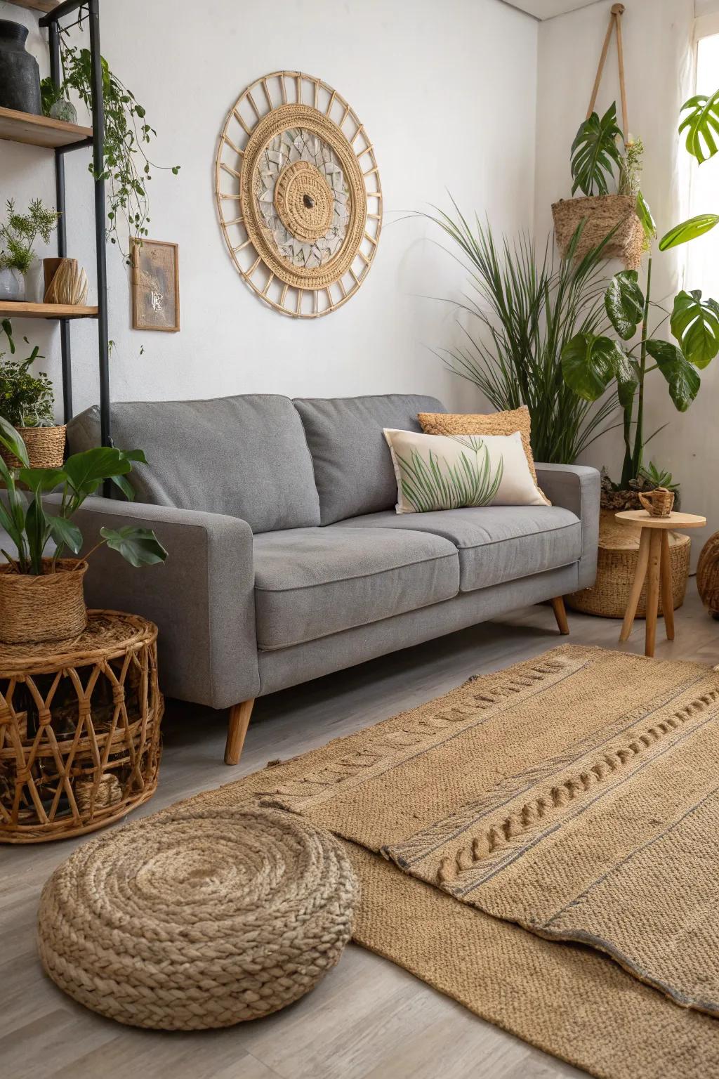 Natural fabric rugs offer an eco-conscious and textured touch.