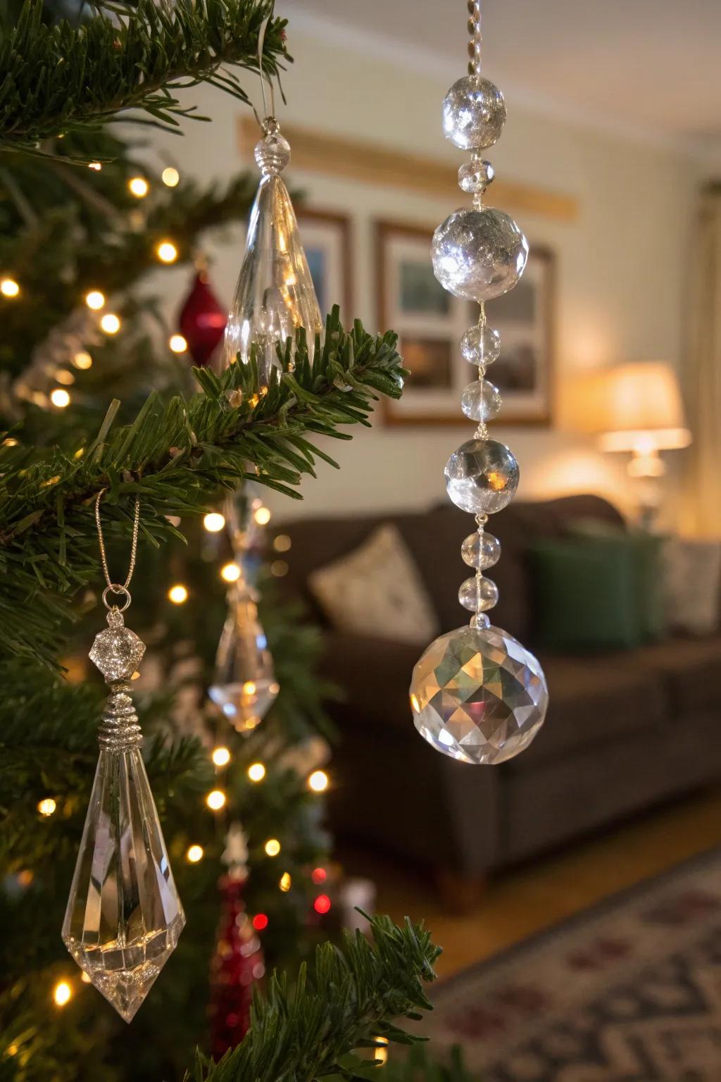 Crystal ornaments add a glamorous shimmer to your decor.