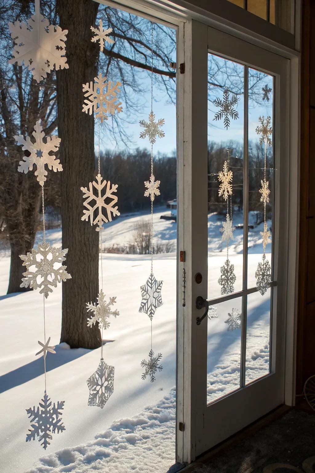 3D snowflakes add depth and magic to any door.