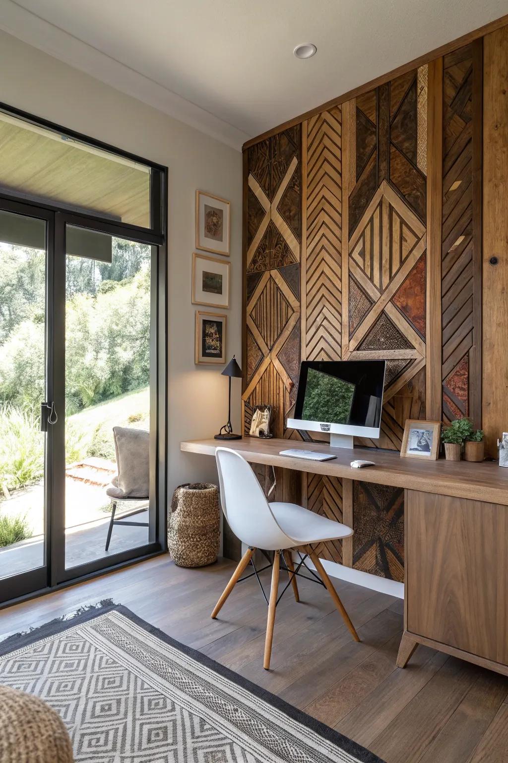 Inlay designs on wood panels make your walls a reflection of your unique personality.