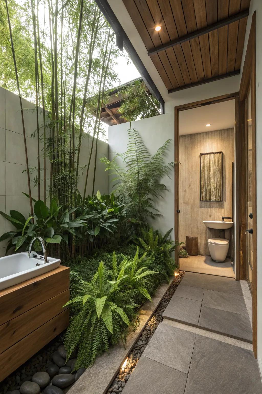 Greenery makes a zen bathroom feel alive.
