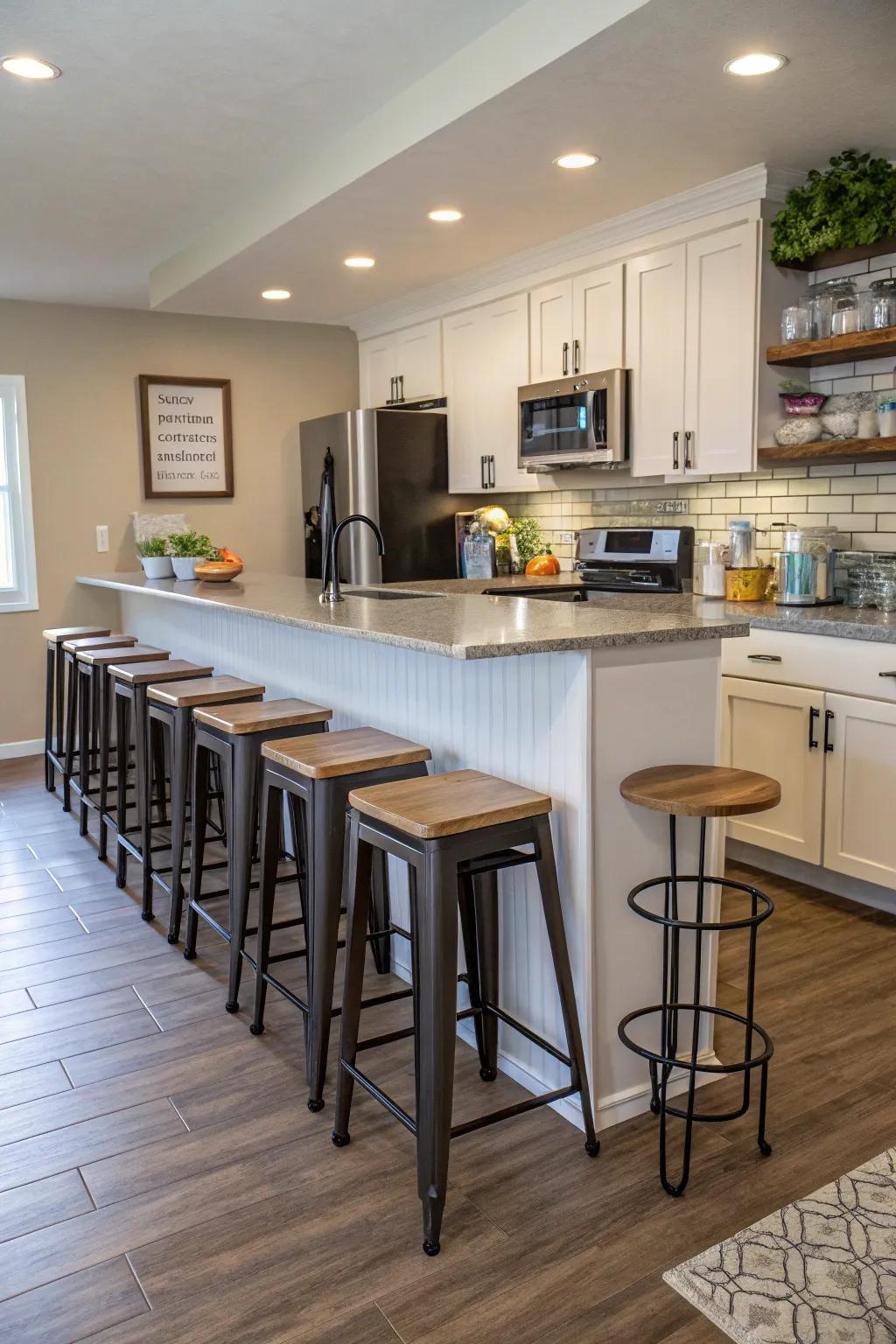 Adaptable chair options offer flexibility and save space.