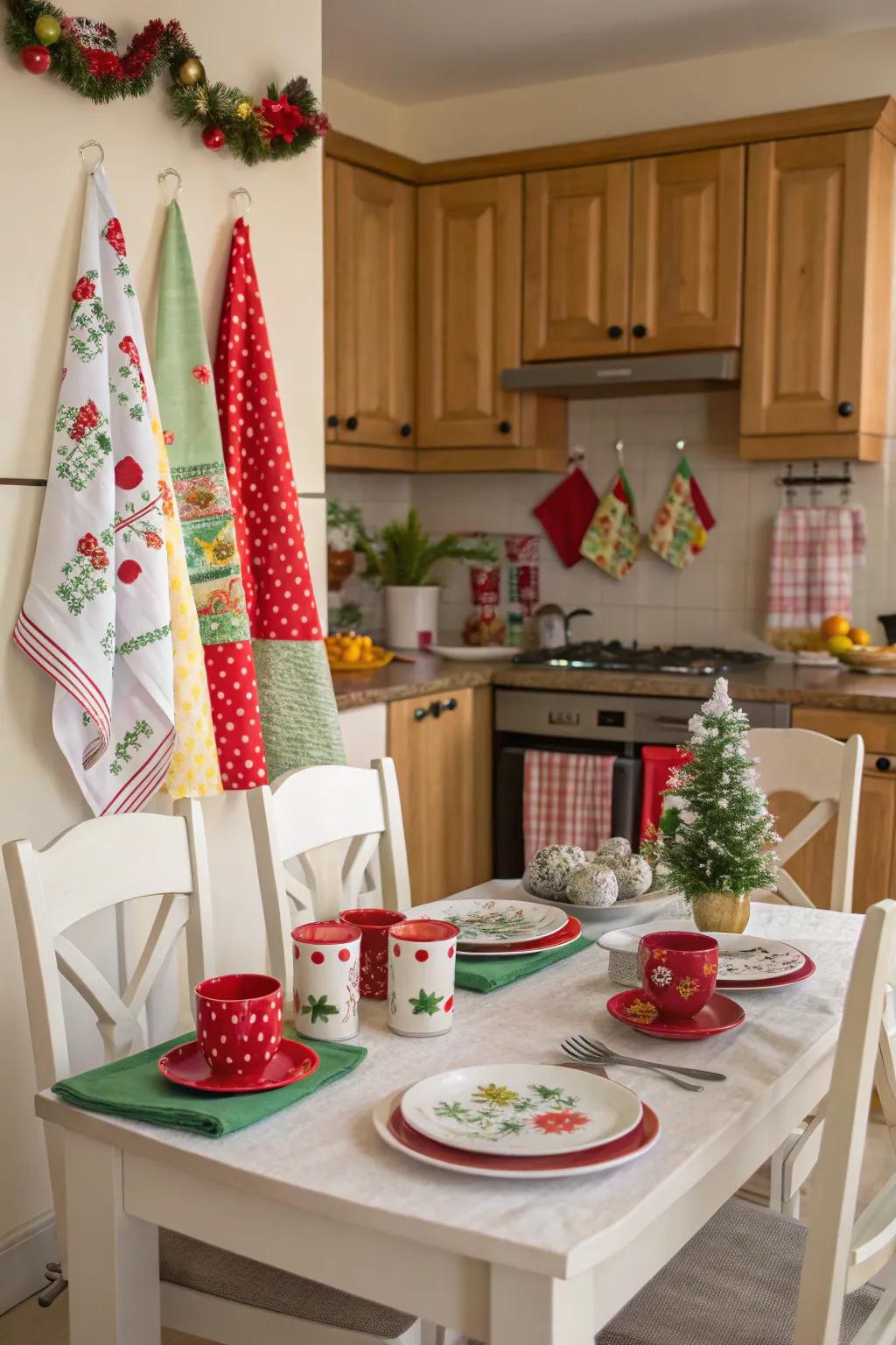 Festive signatures render the cooking area a merry location.