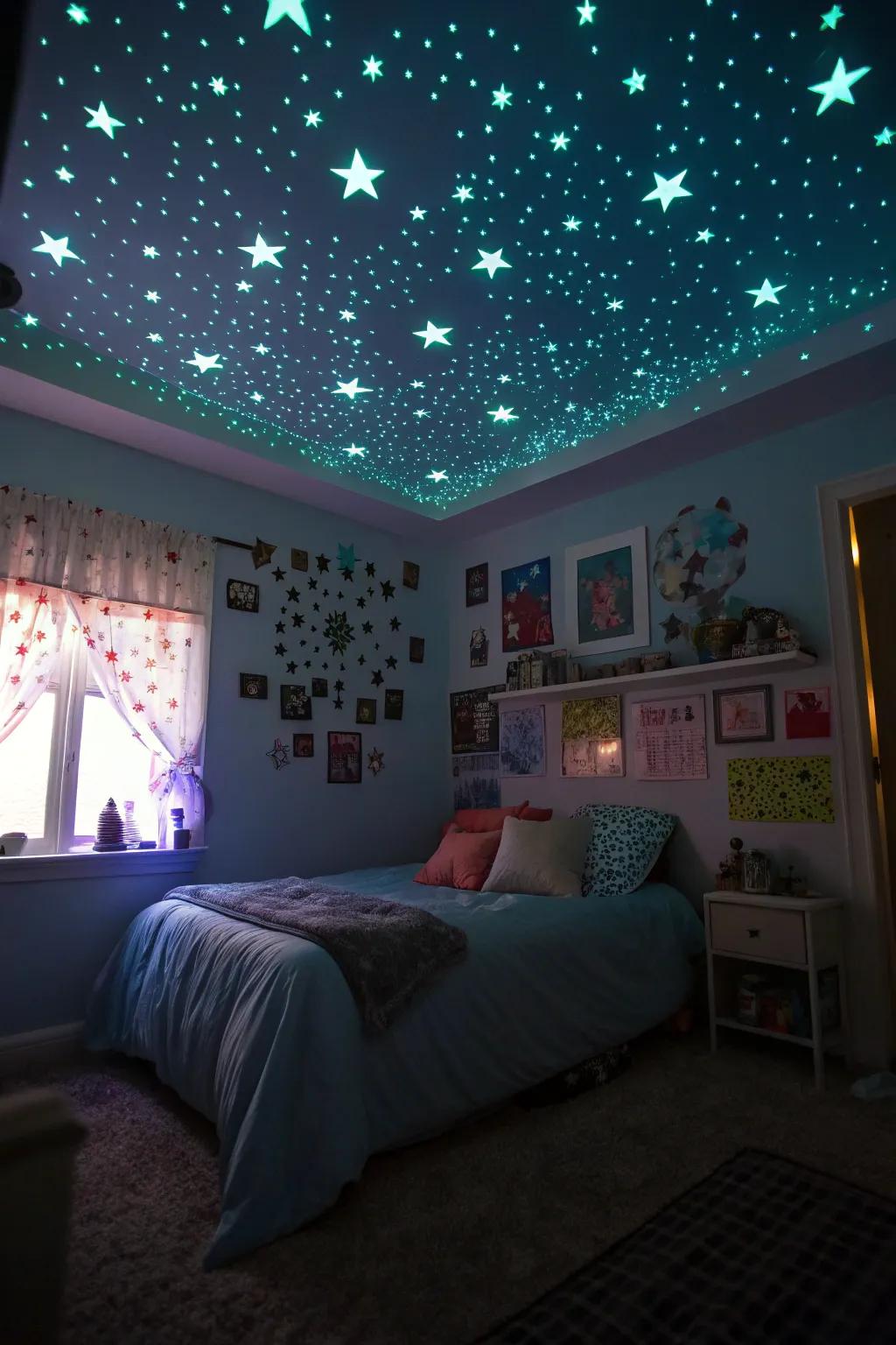 Radiant stars add a hint of magic to bedtime.