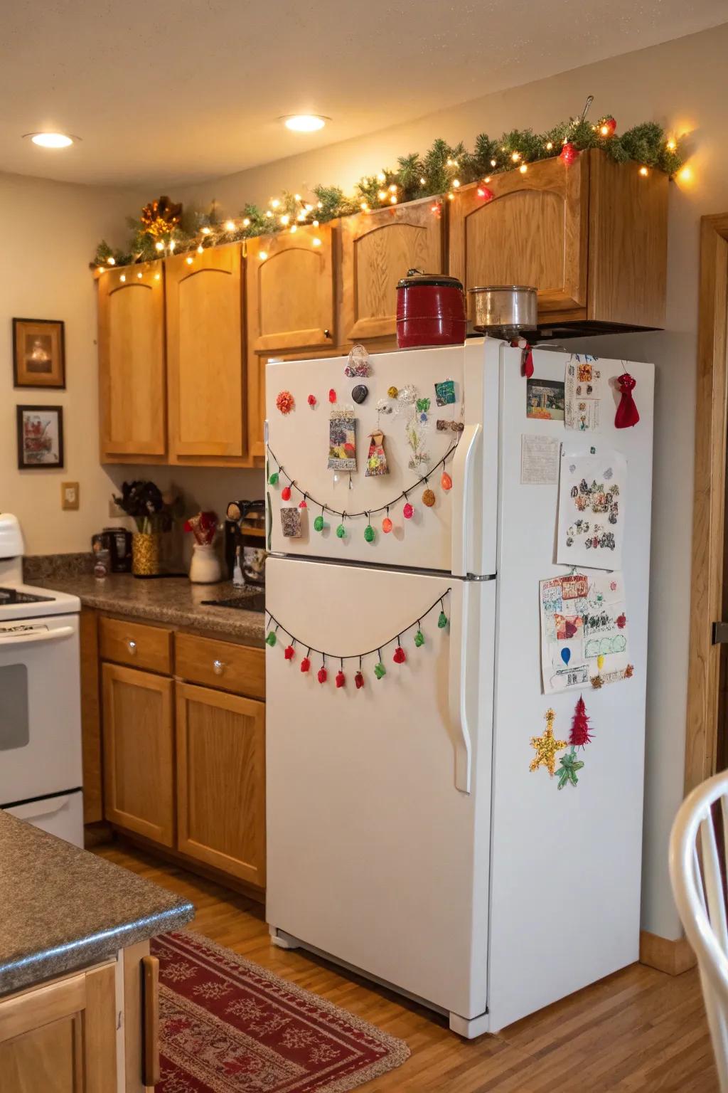 Seasonal decor brings festivity and freshness to the kitchen.