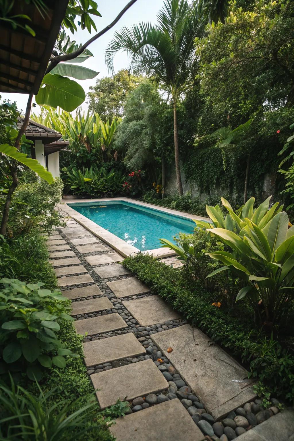 A stone path brings style and function to your pool area.