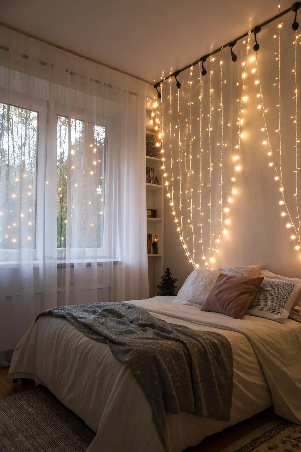 Design an ethereal backdrop with a curtain of light.