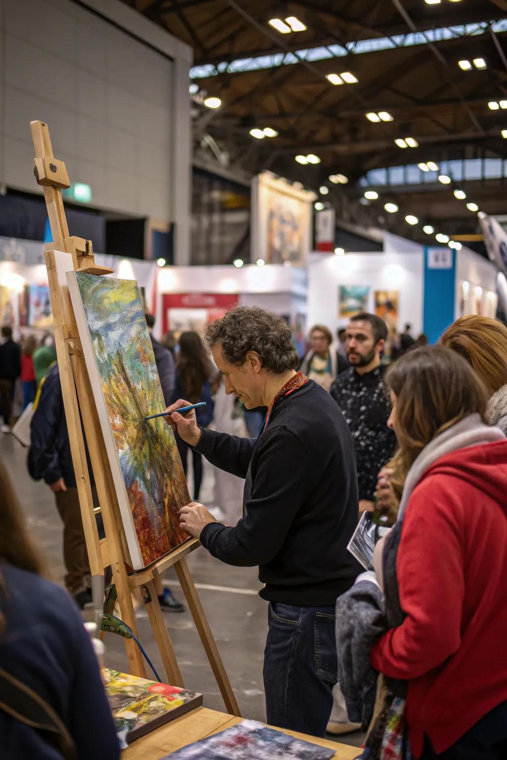 Live art presentation captivating visitors.