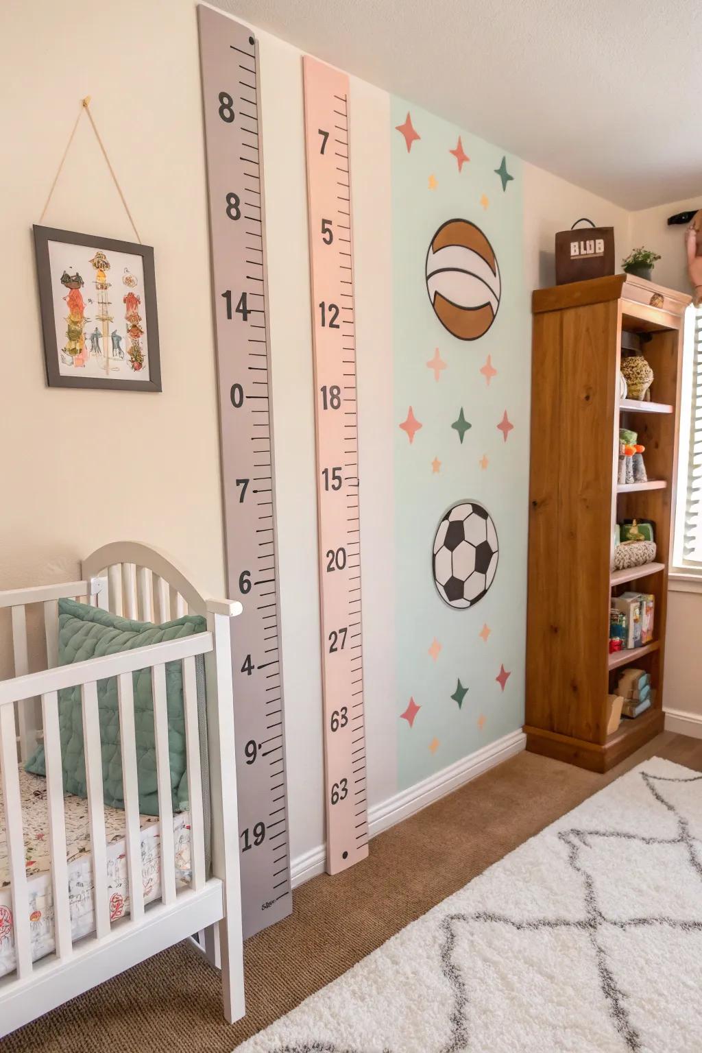 A height chart combines utility with decorative flair.