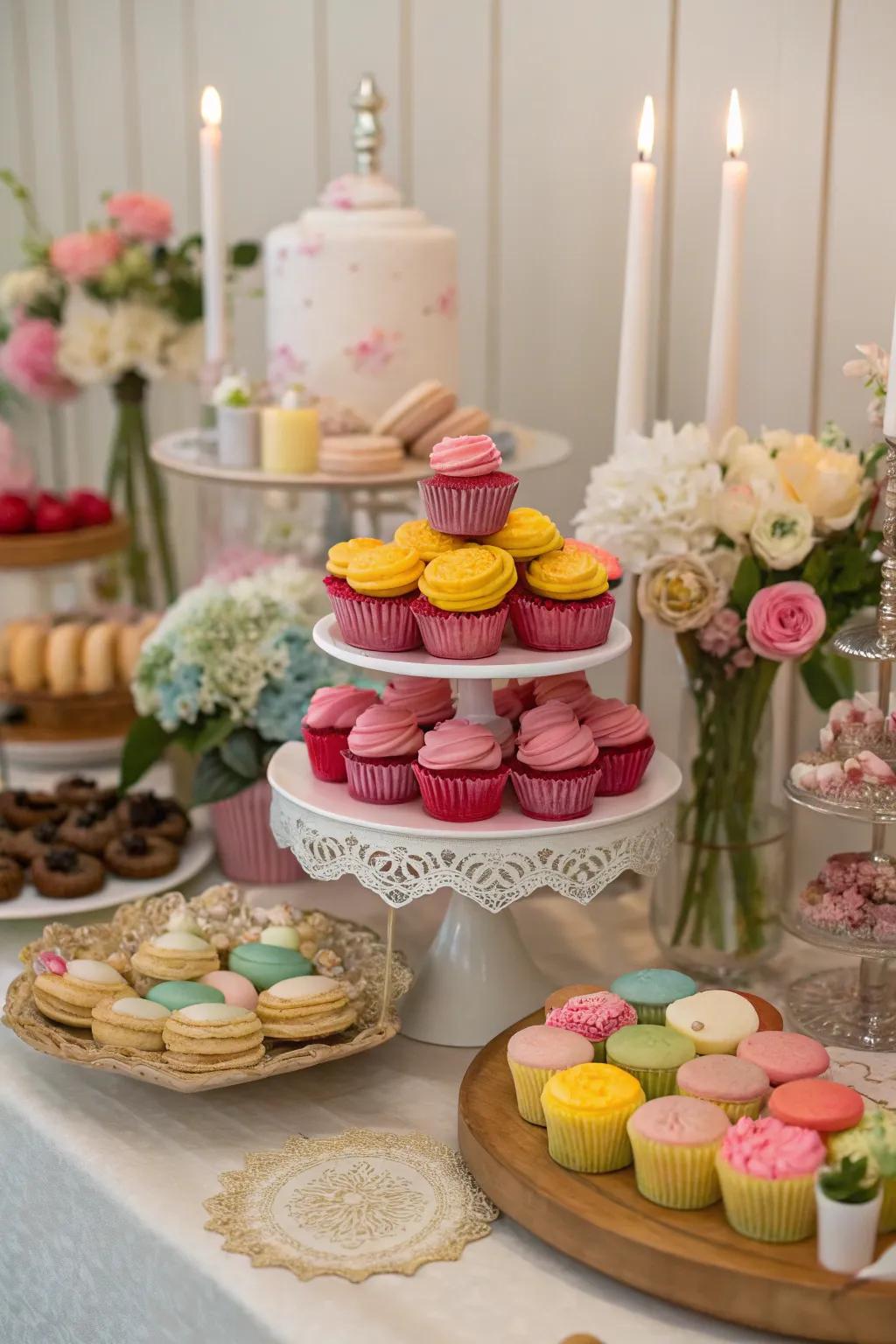 A themed sweet treat display provides both visual and culinary enjoyment.