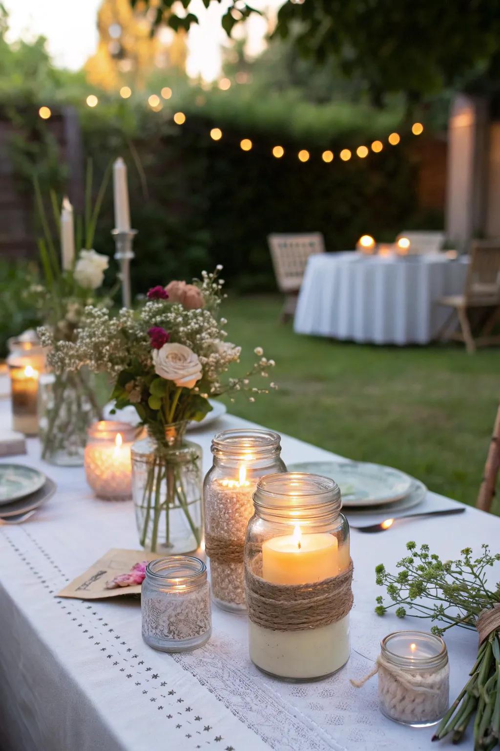 DIY illumination supports contribute a personalized detail and warm radiance to the celebration.