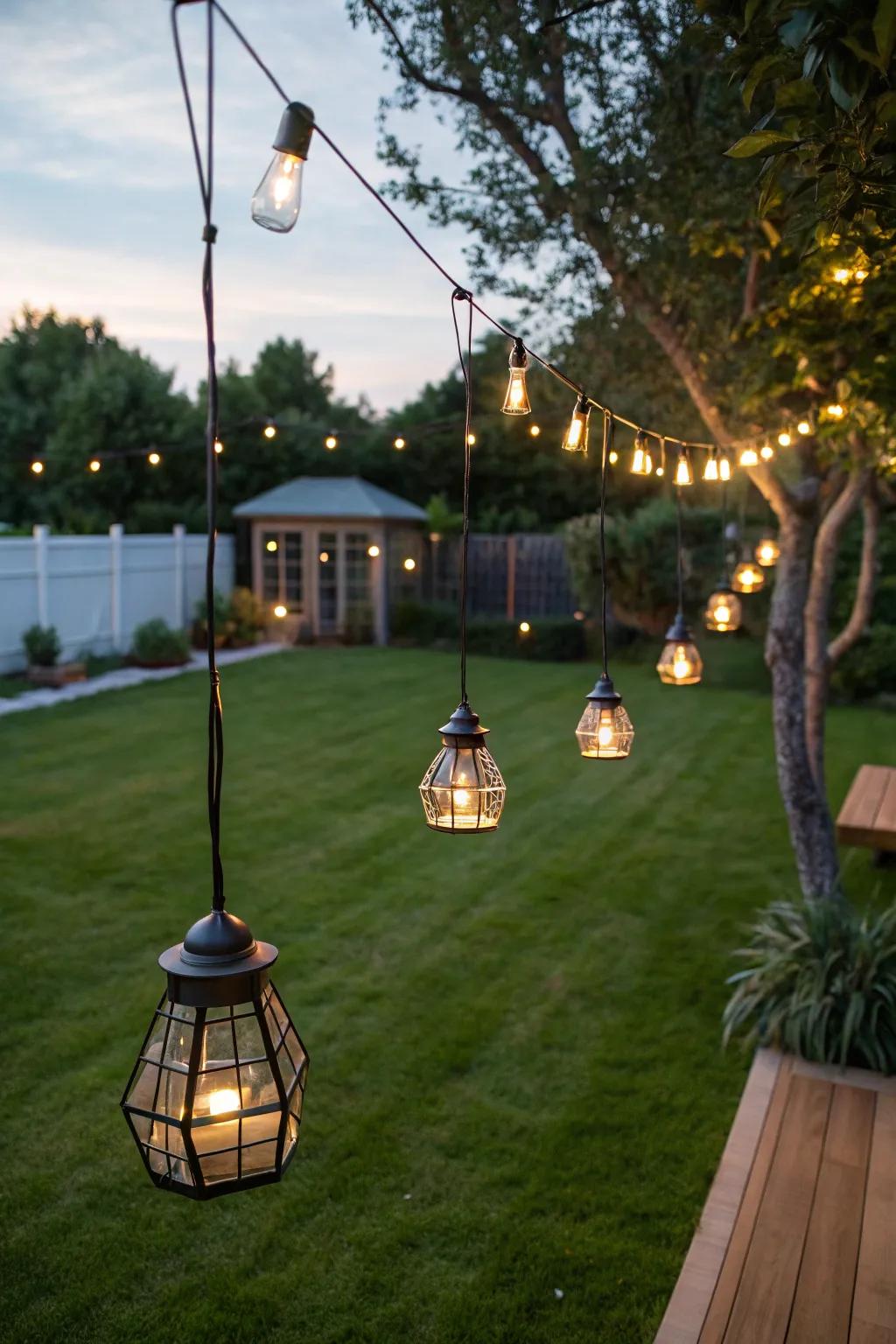 Sun-kissed dropping lights offer environmentally conscious sophistication.