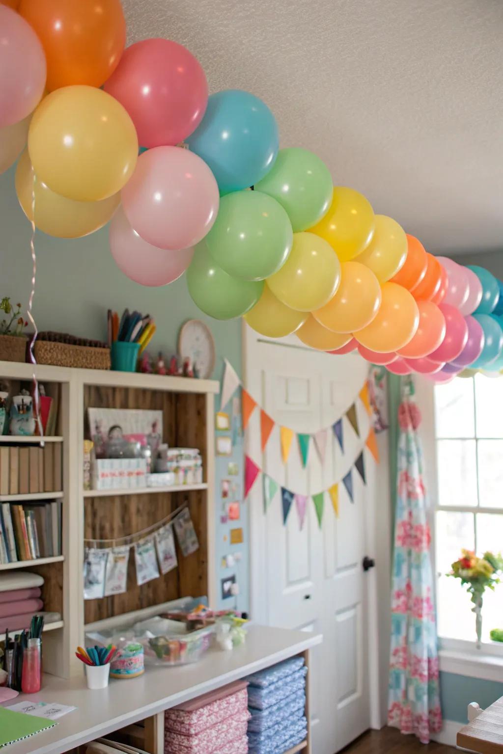 A vibrant customizable balloon swag showcasing personal, custom decor.