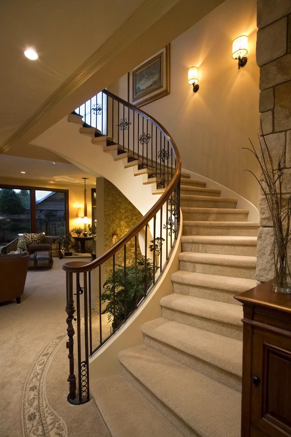 Arched barriers bring smoothness and elegance to your stairs.