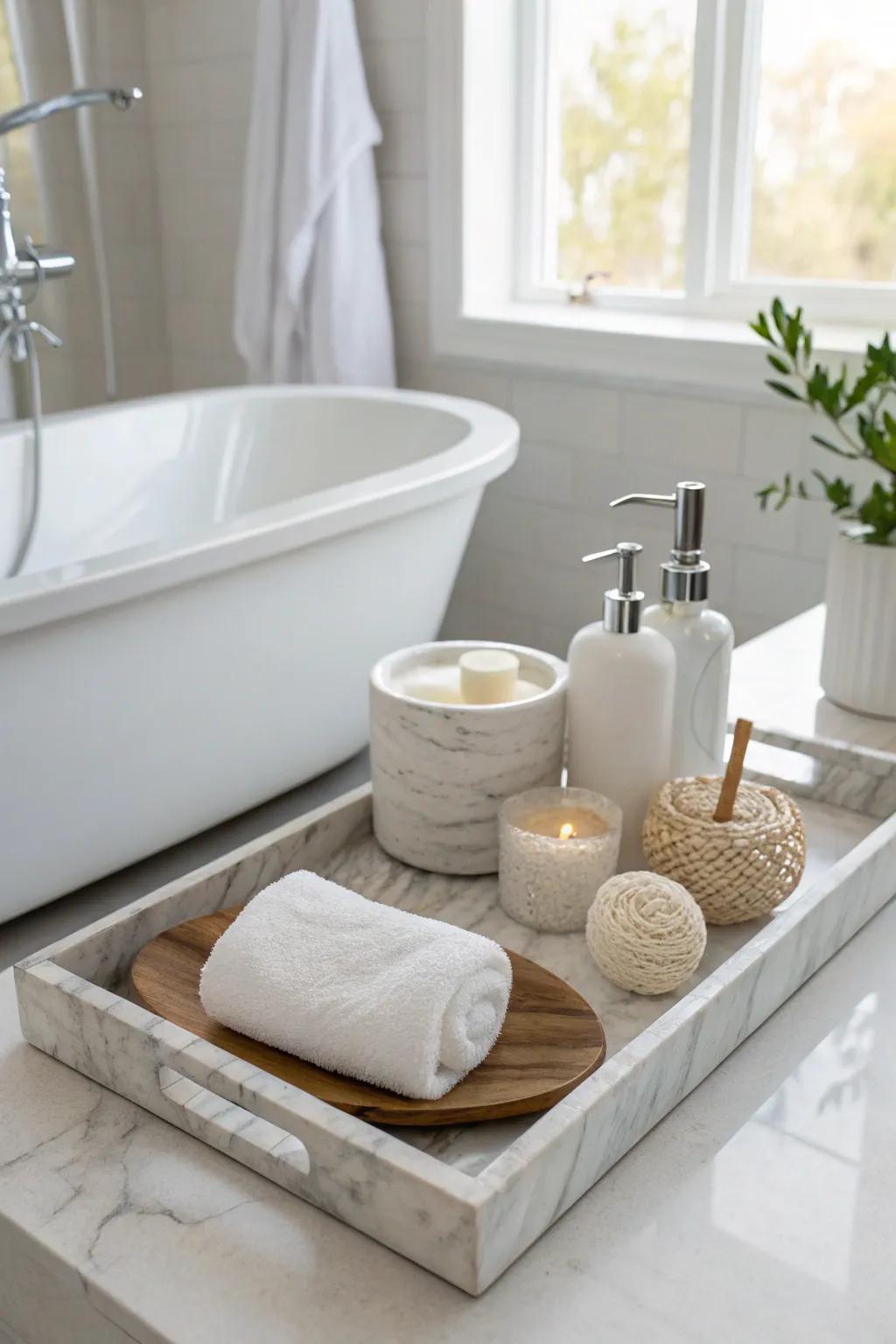 Elevate your bath decor with the elegance of marble.
