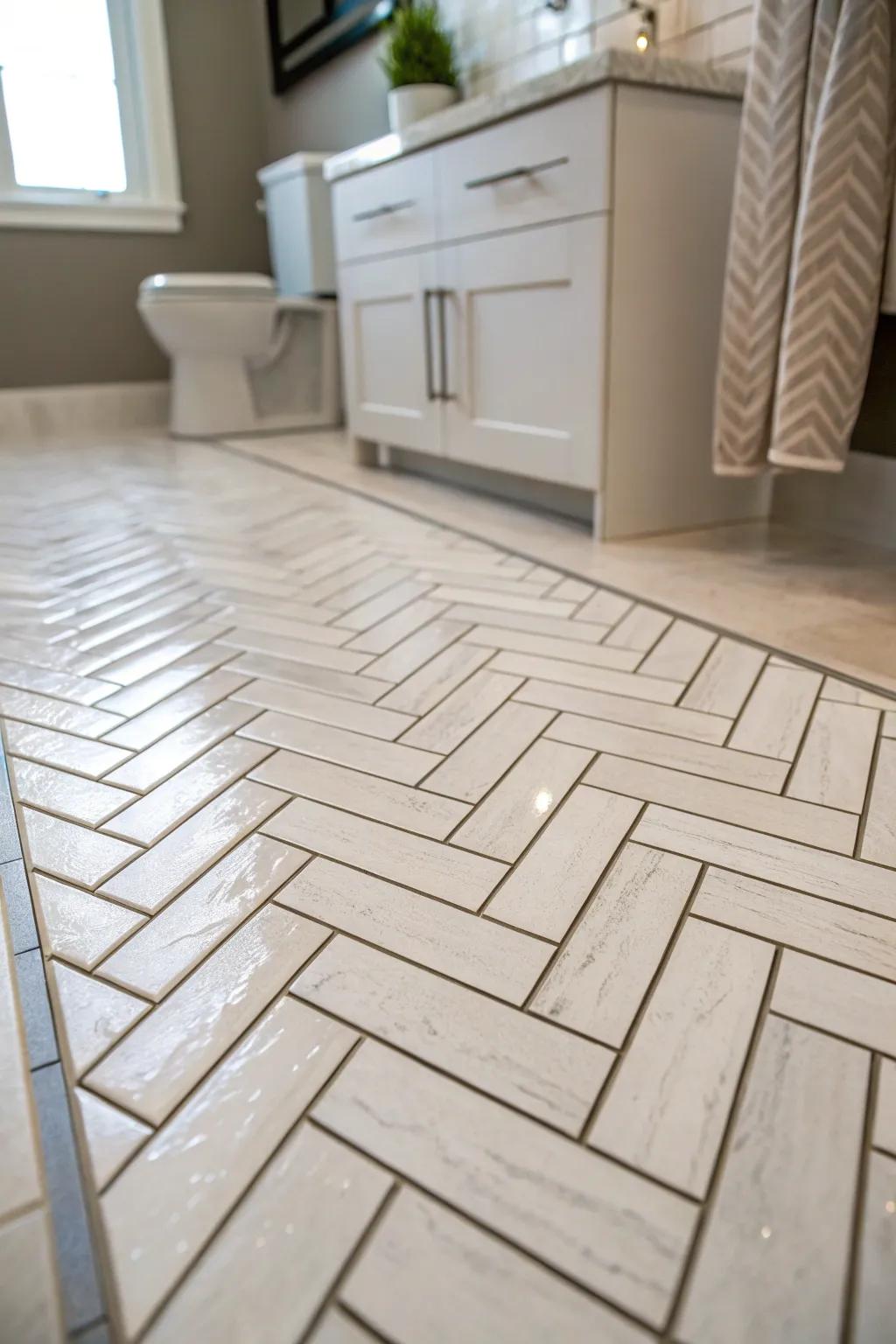 Arrow floorings add elegance and sophistication to any washroom.