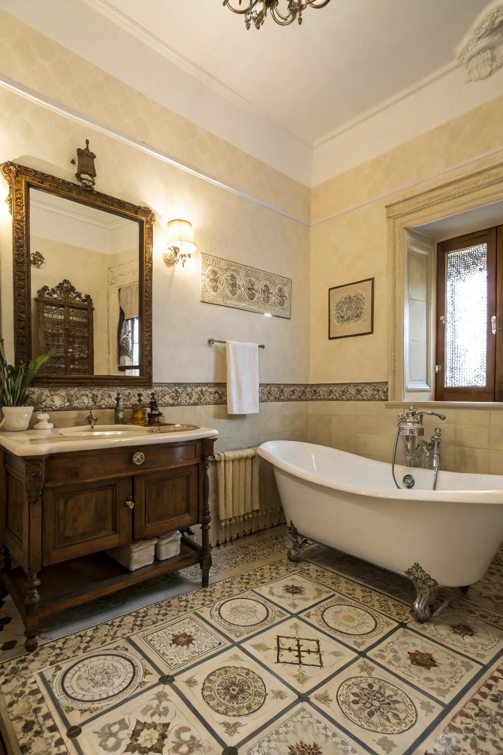 Milk shade provide warmth and sophistication to the bathroom.