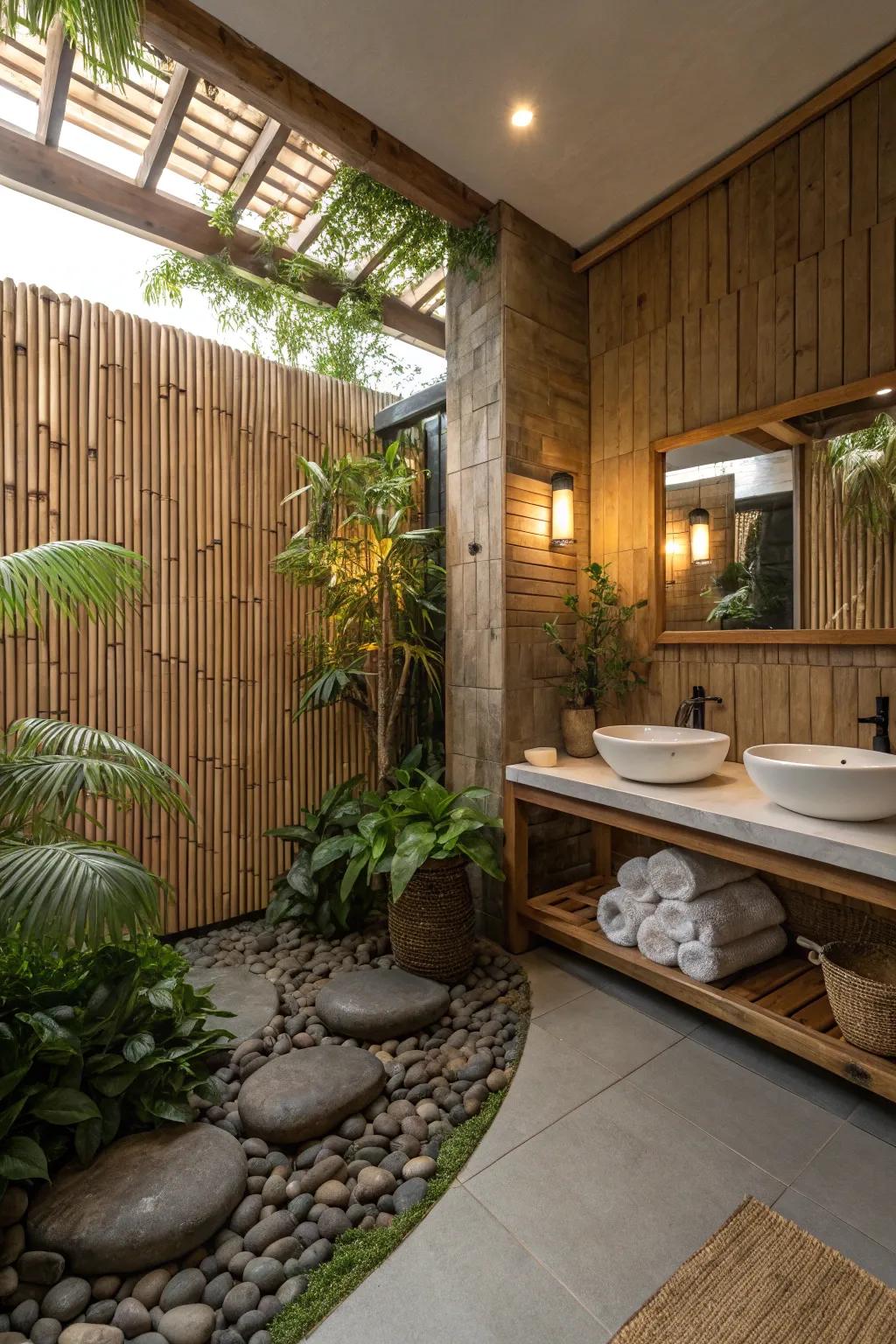 Sustainable gracefulness using bamboo panels.