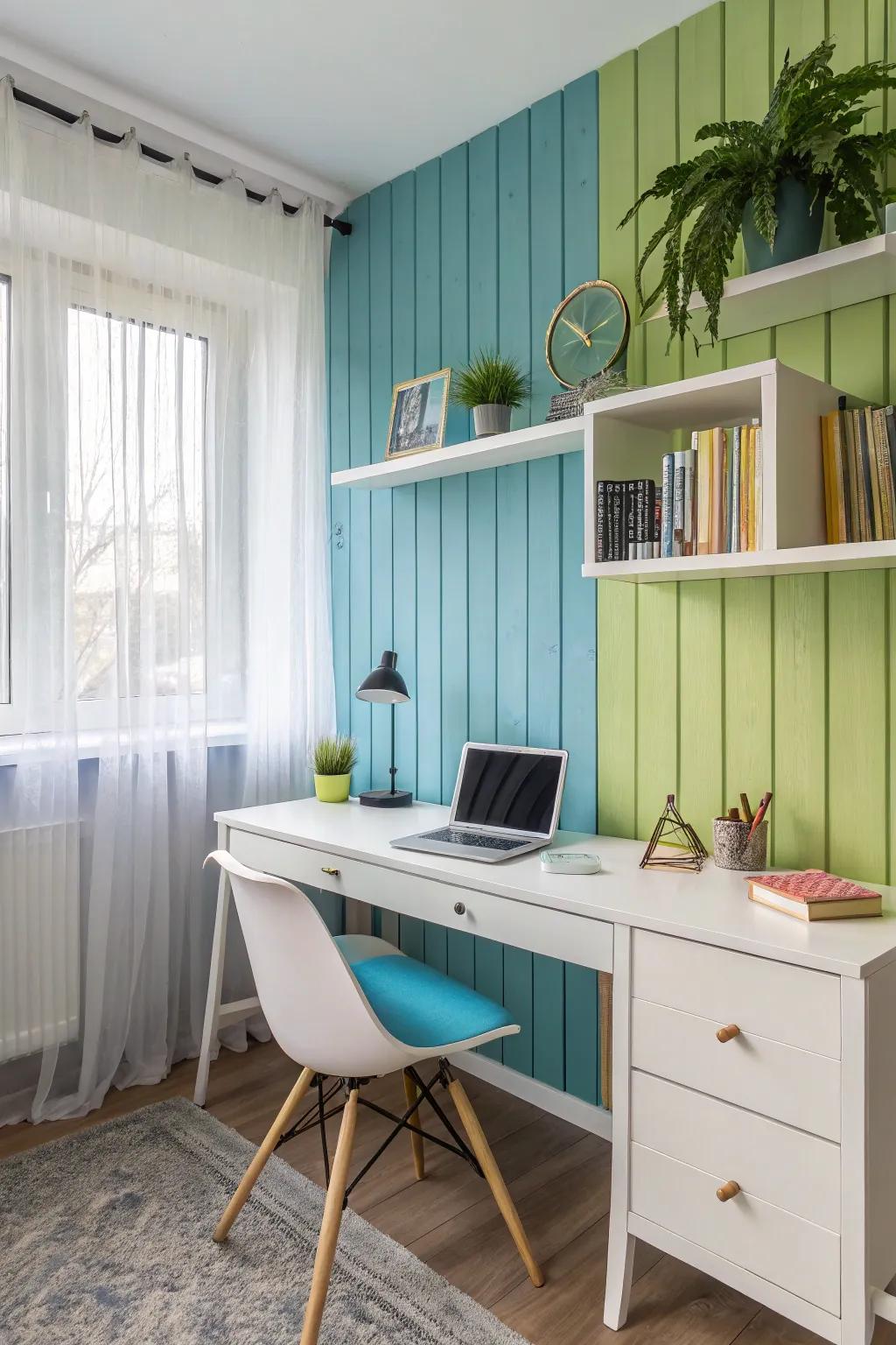 An eclectic office space with colorful <strong>beadboard</strong> walls.” loading=”lazy” class=”pimg”>
	</picture><figcaption>An eclectic office space with colorful <strong>beadboard</strong> walls.</figcaption></figure>
<p>Liven up your home office with <strong>beadboard</strong> walls in a lively hue. It’s a great way to energize the area and boost imagination while working from home.</p>
<h3>A few things you might like:</h3>
<ul class=
