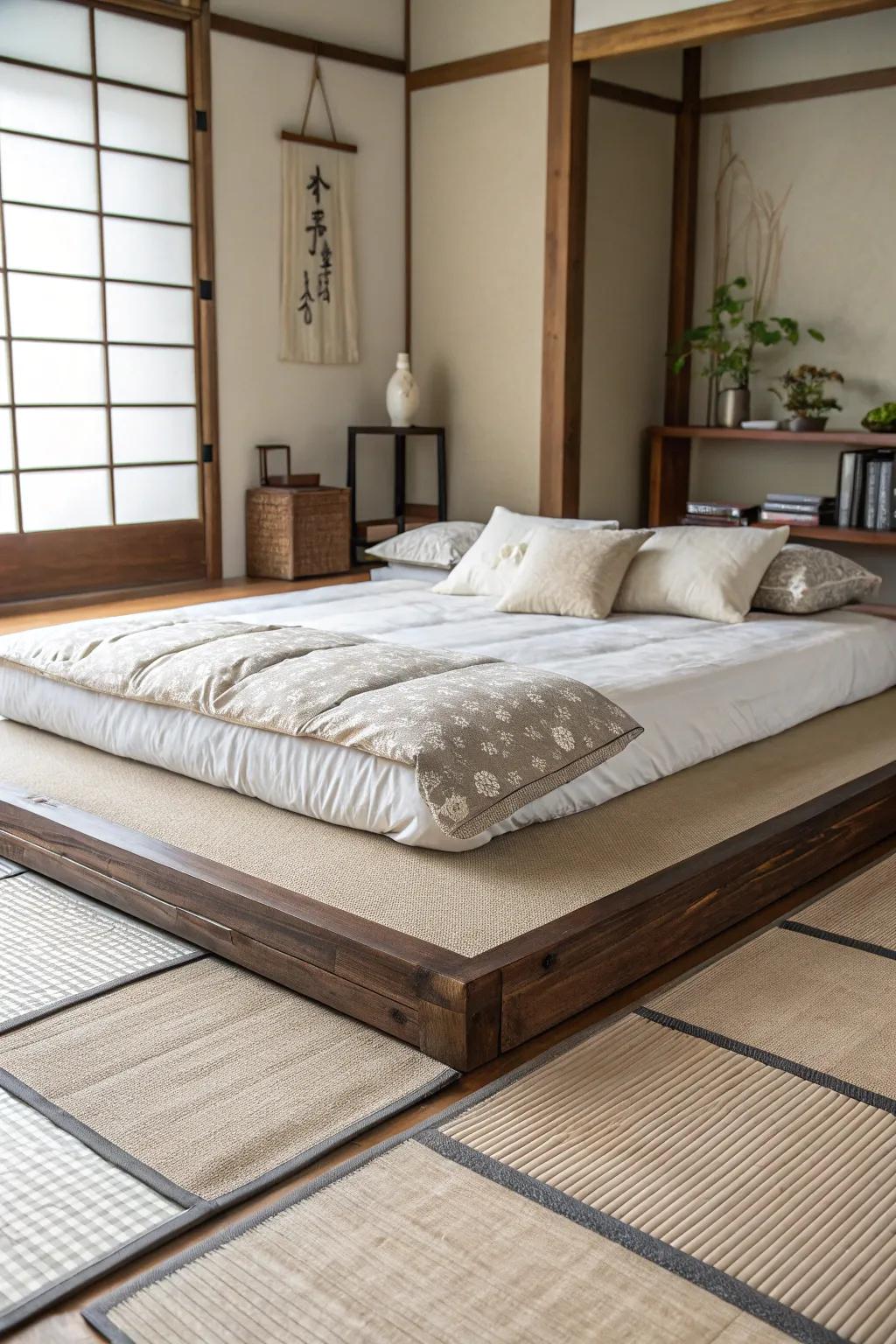 Subtly distinguish your floor bed with an elevated foundation.