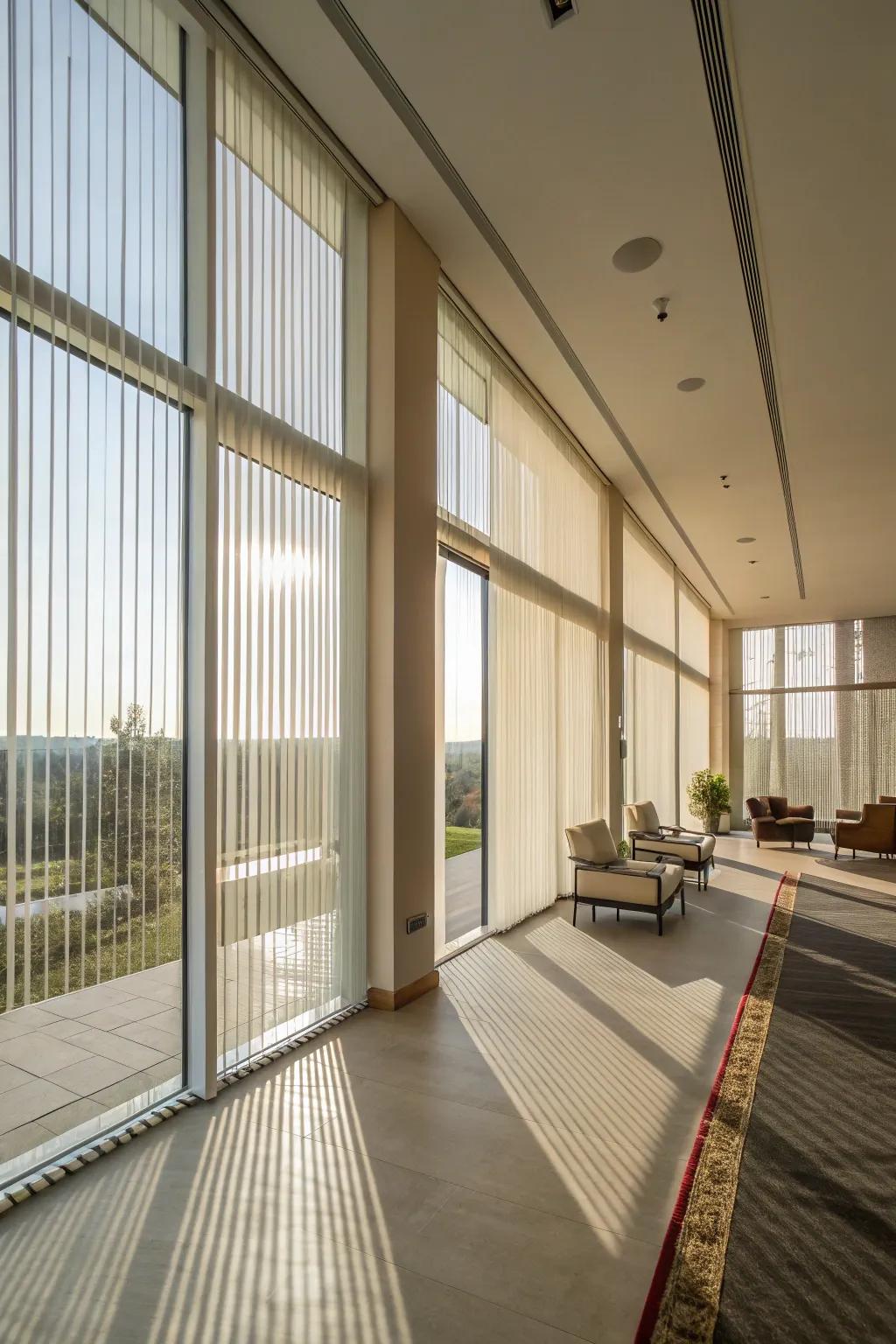 Upright coverings perfect for broad, expansive windows.