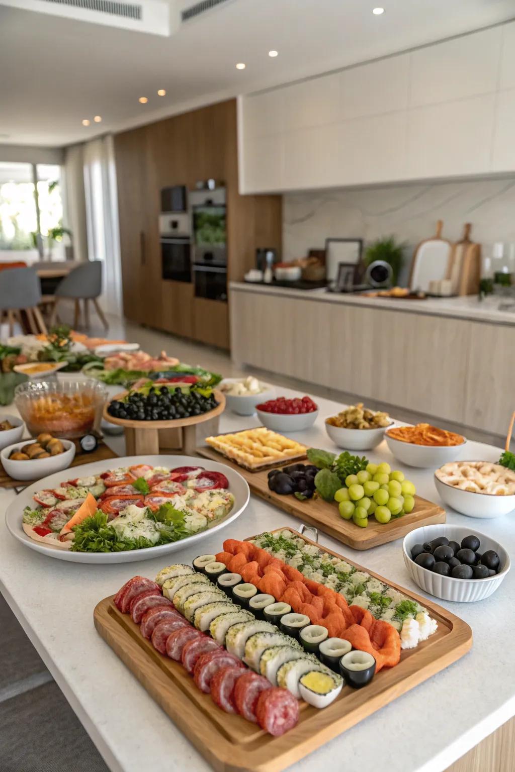 Explore international cuisines with a globally inspired grazing arrangement.