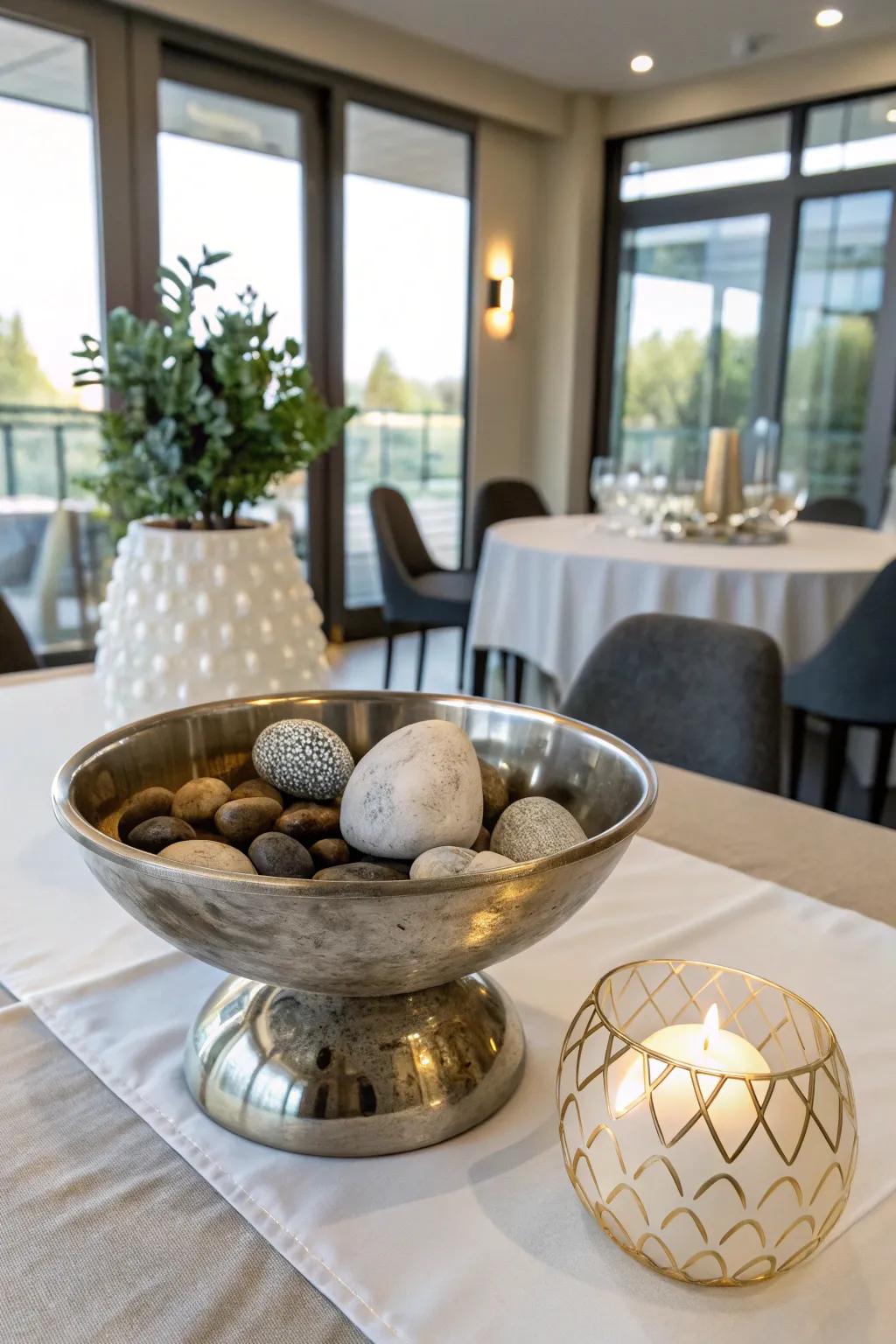 A chic combination of metallic and marble for a sophisticated touch.
