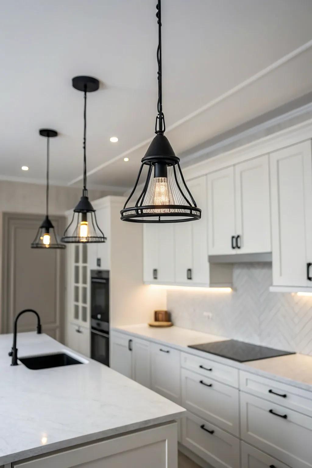 Simple dark elements fit perfectly in minimalist kitchen designs.
