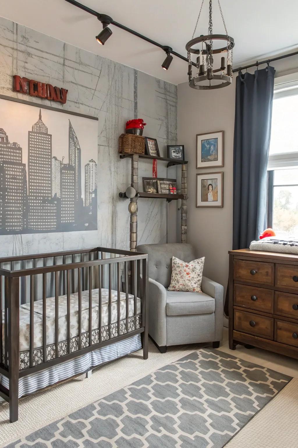 Make a bold statement with an factory stylish-themed nursery.