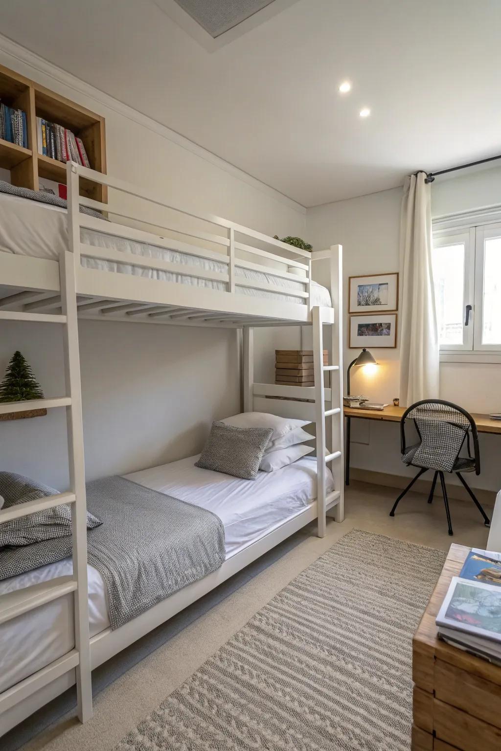 Minimalist bedding cultivates a tranquil sleeping milieu.