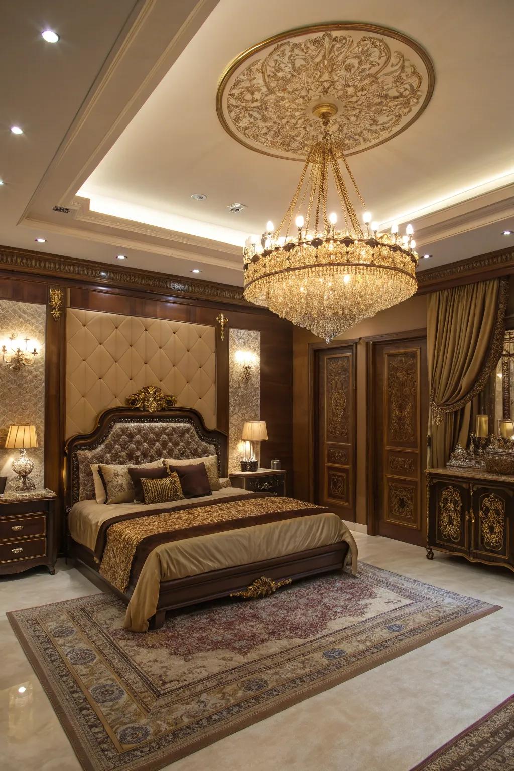 Statement lighting adds flair and improves the room.