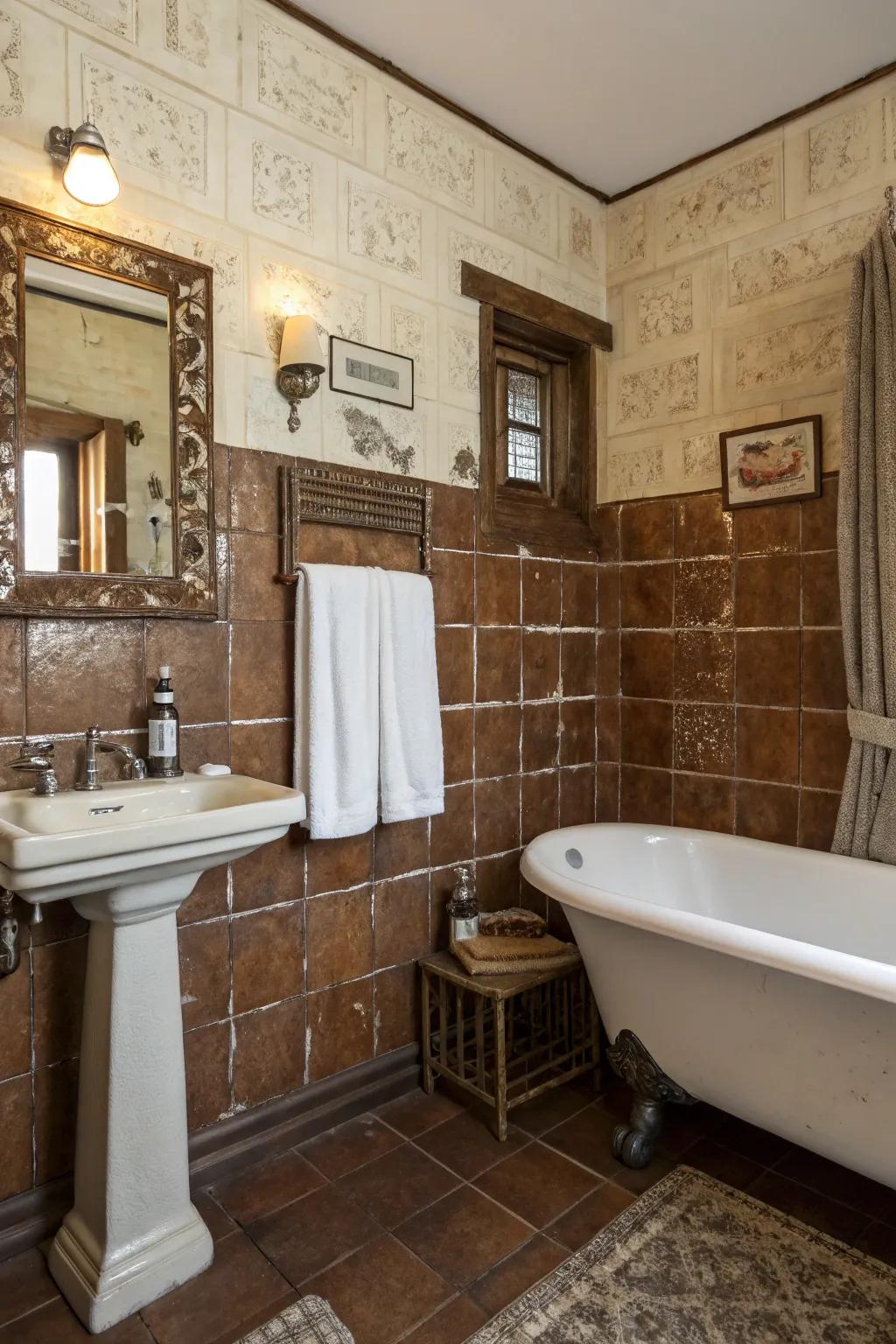 Aged style using weathered tiles.