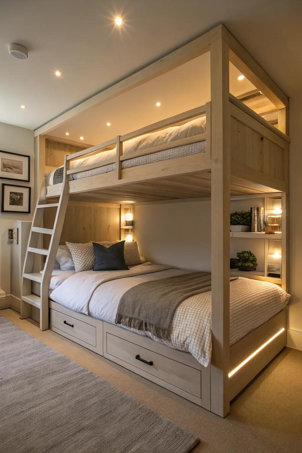 Below-bed illumination creates a warm, ambient glow in your bedroom.